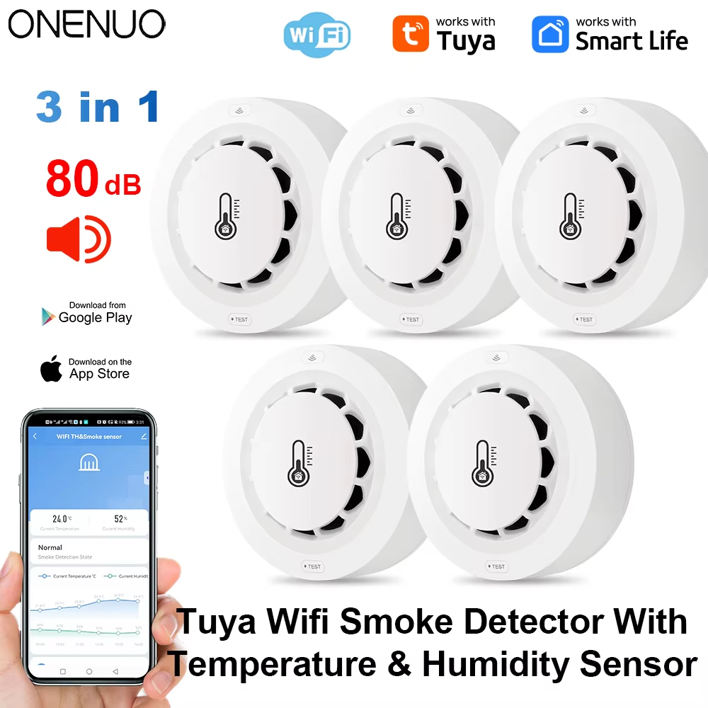 Smoke Detector Interconnected - Tuya wifi bt duas conexões detector