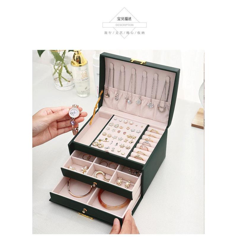 Lockbox Key Secure - Caixa de Joias de Couro PU