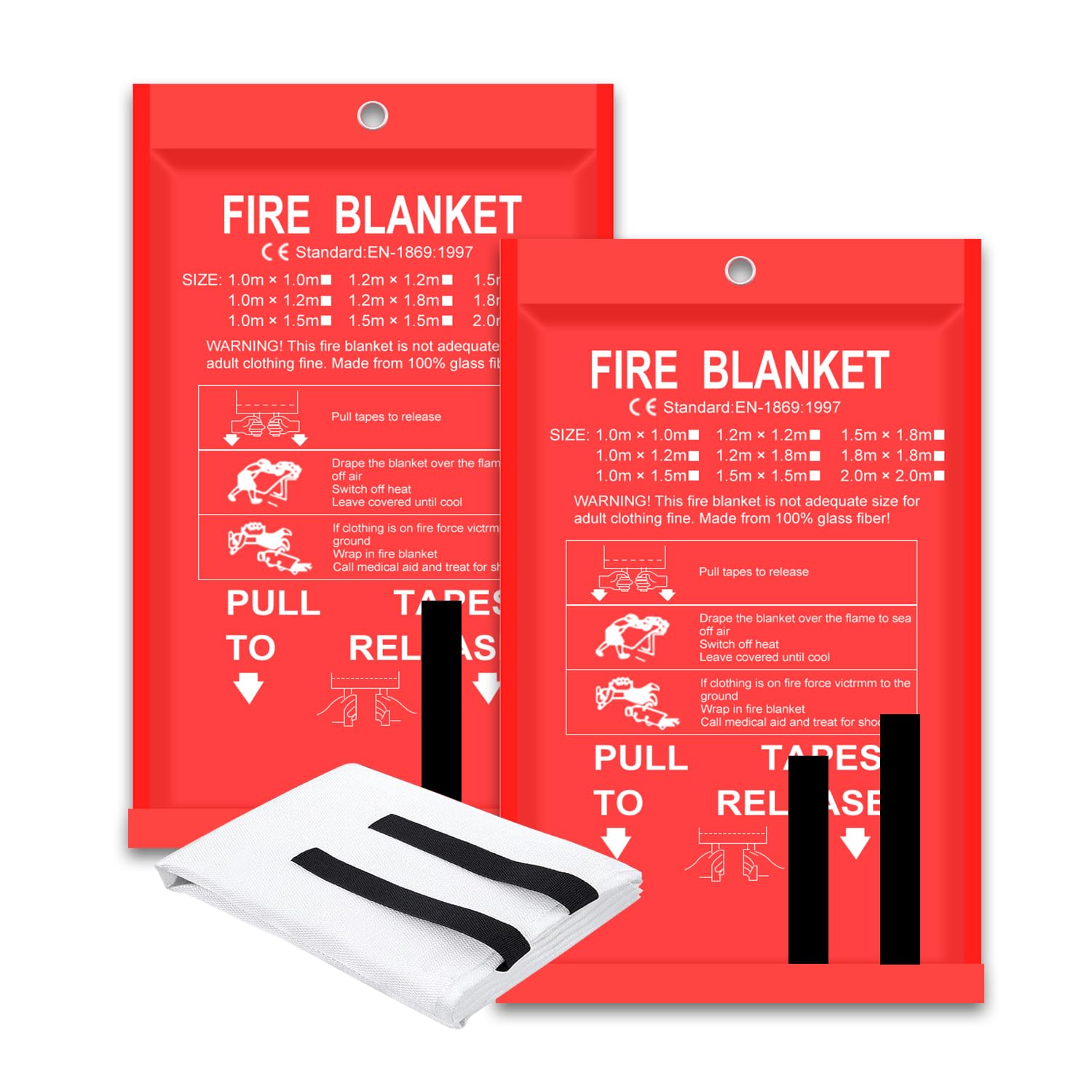 Fire Blanket Kitchen - Cobertor de fogo 2 pacotes 2*2m/1.5*1.5m