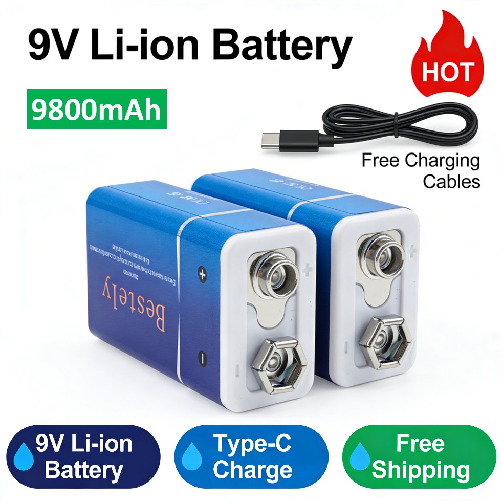 Smoke Detector Interconnected - Bateria Recarregável 9V, 9800mAh de Grande