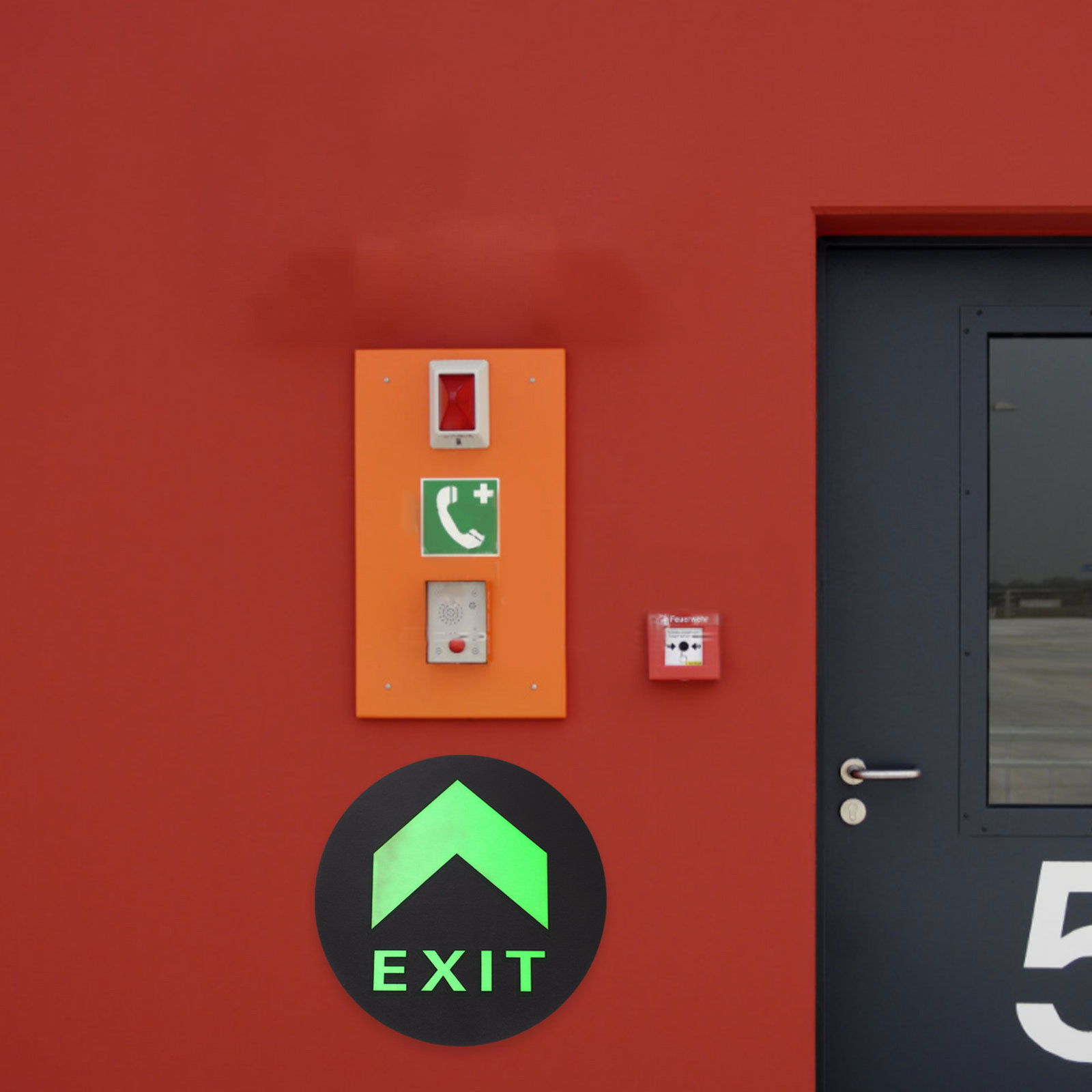 Emergency Exit Sign - 5 Adesivos de Sinalização de Saída