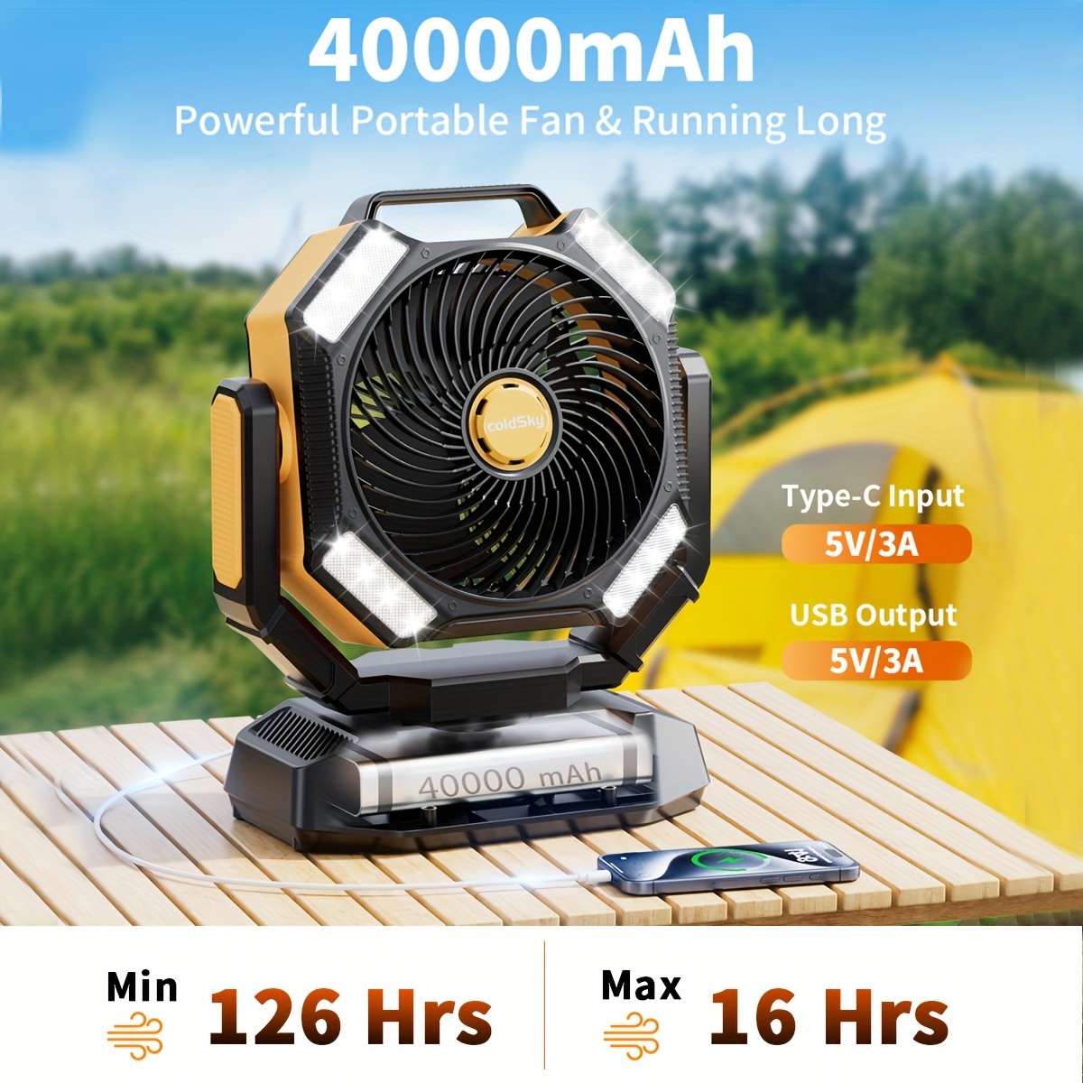 Power Outage Light - Ventilador de Camping coldSky, Ventilador Portátil