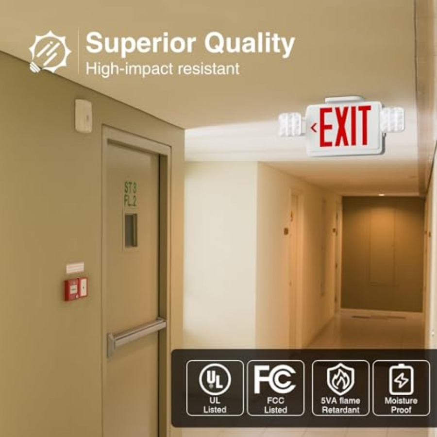 Sinal de saída LED com luzes d - Emergency Exit Sign avaliação e preço
