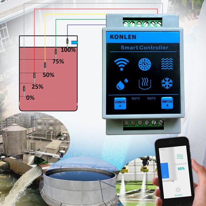 KONLEN Tuya Sensor De Nível De - Water Alarm Sensor avaliação e preço